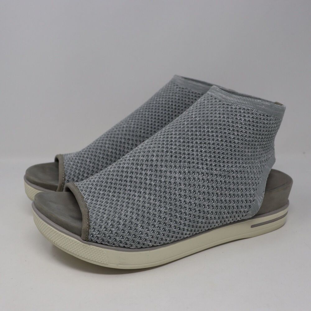 Eileen Fisher Snug Recycled Stretch Knit Bootie Sandal Peep Toe Size 7 Gray - Picture 2 of 7